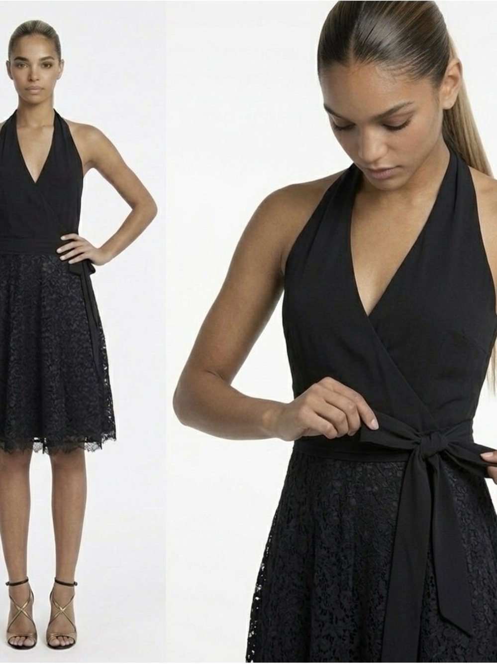 Diane Von Furstenberg Black Backless Lace Dress